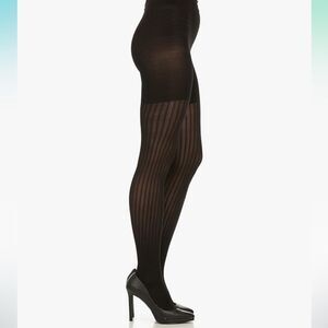 NEW Star Power by Spanx Center Stage Black Ribbed Row Tights Size C 1699